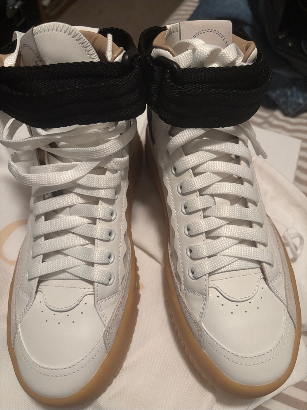 NWT Chloe White High-Top Sneakers with Gum Sole